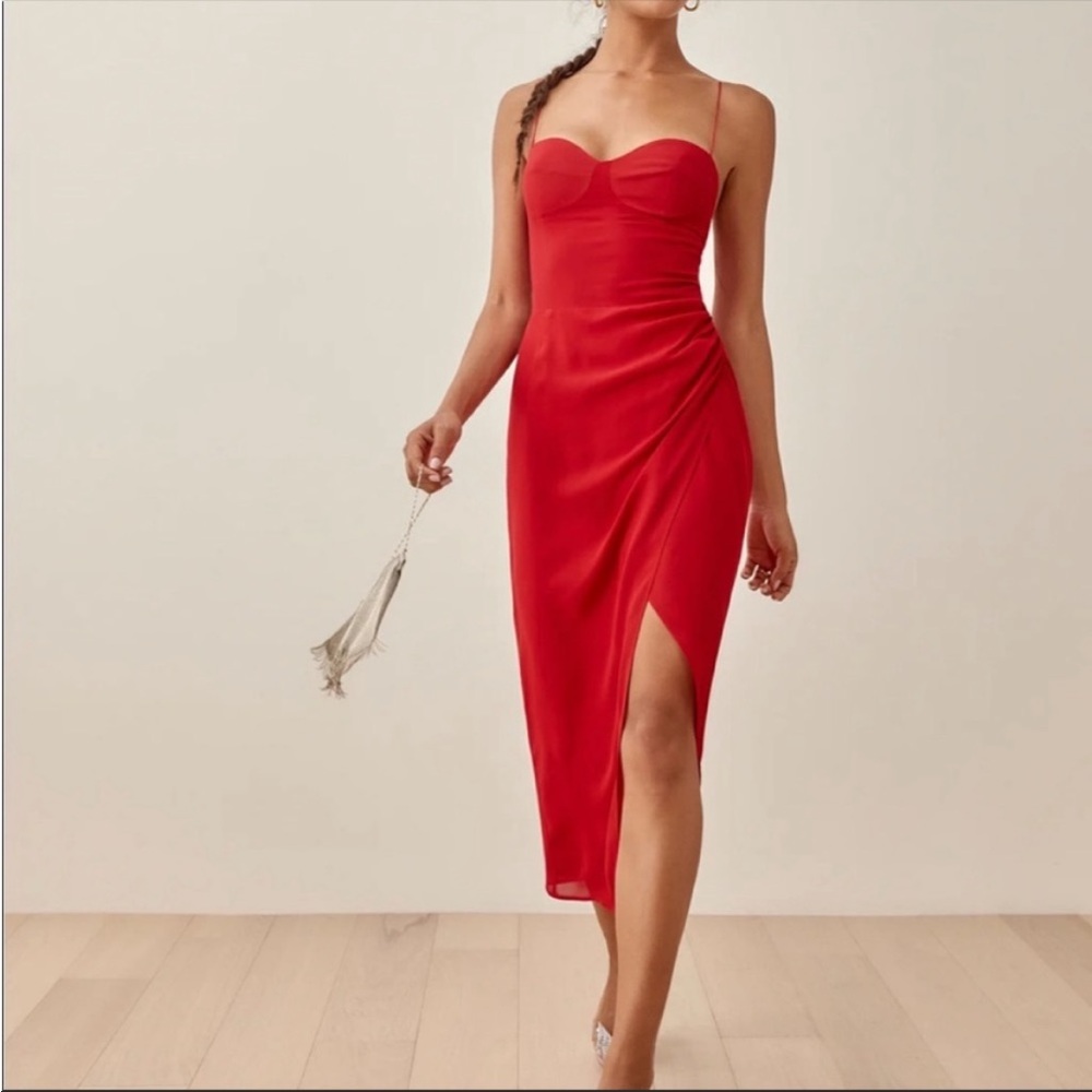 Reformation Kourtney Dress in Cherry Size 0 Red